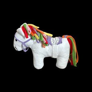 Nylon Horse Plush White Stuffed Animal Alex Rainbow Mane Pony Coloring Art Toy